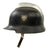 Original German WWII M34 Civic Square Dip Aluminum Fire Police Helmet by BXF with Double Decals and Comb - Feuerwehr Helmet Original Items