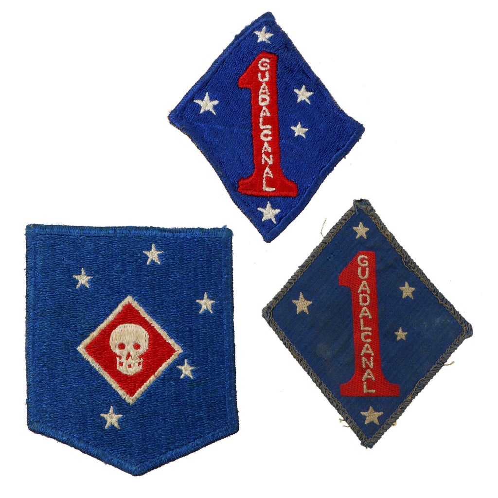 Original U.S. WWII USMC Marine Patch Lot with Australian-Made 1st Marine Division Patch - 3 Total Original Items