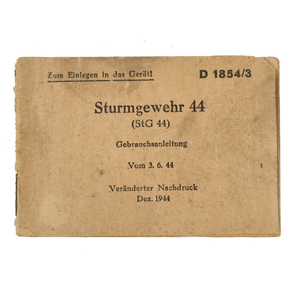 DRAFT Original German WWII MP44 STG 44 Sturmgewehr Butt Stock Trap Manual - Dated December 1944 Original Items