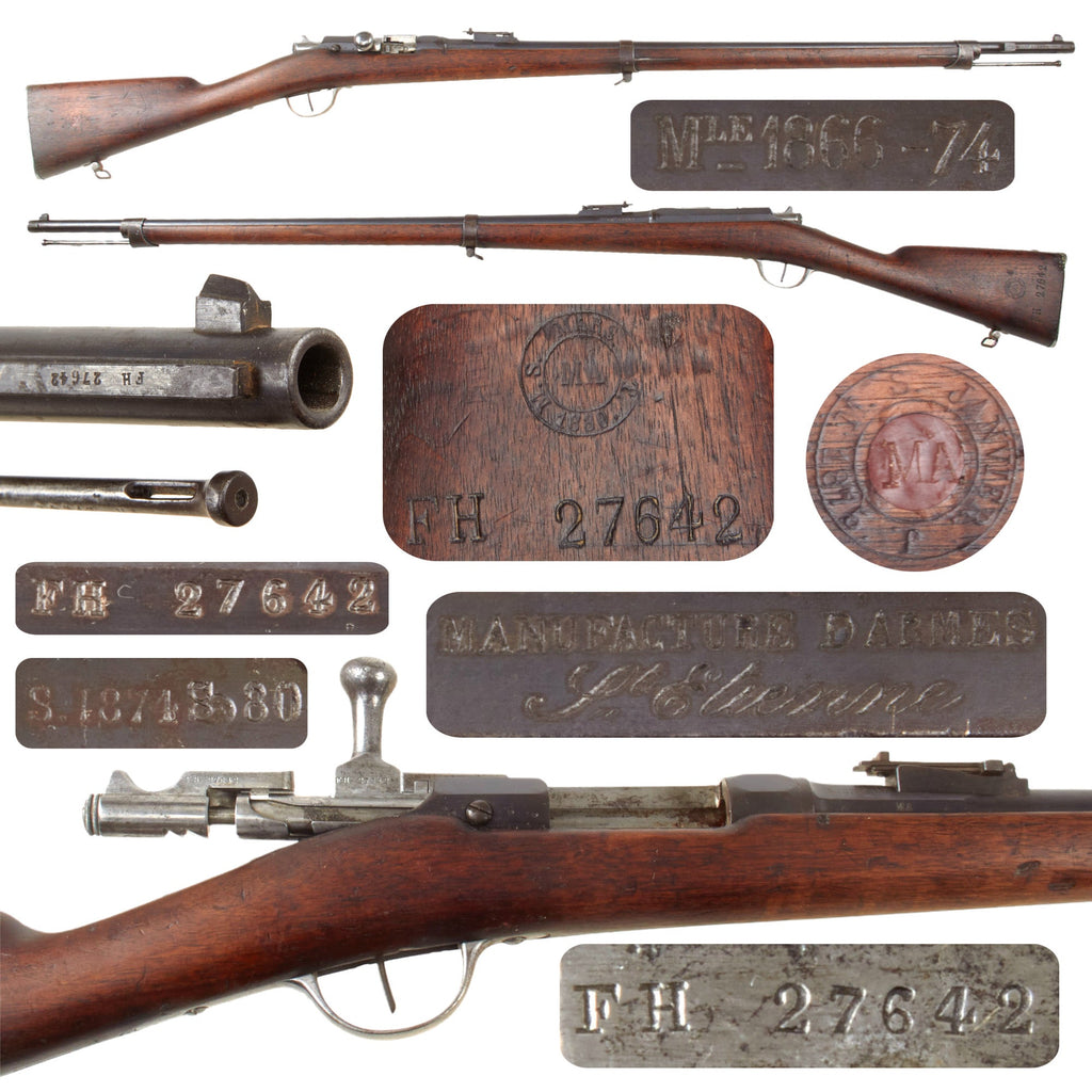 Original French Modèle 1866-74 Gras Converted Rifle by St. Etiénne Arsenal Serial FH 27642 - Dated 1874 Original Items