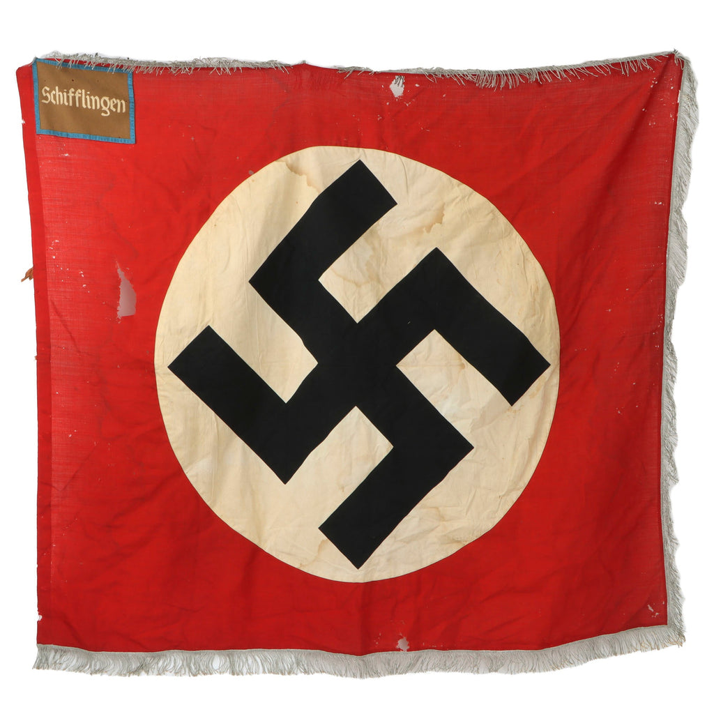 Original German WWII NSDAP Local Group Schifflingen Fringed Political Unit Storm Flag - 47" x 53" Original Items