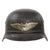 Original German WWII Luftschutz Civil Air Defense Beaded M35 Helmet with Plastic Chinstrap and Liner - Stamped EF66 Original Items