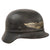 Original German WWII Luftschutz Civil Air Defense Beaded M35 Helmet with Plastic Chinstrap and Liner - Stamped EF66 Original Items