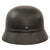 Original German WWII Luftschutz Civil Air Defense Beaded M35 Helmet with Plastic Chinstrap and Liner - Stamped EF66 Original Items