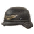 Original German WWII Luftschutz Civil Air Defense Beaded M35 Helmet with Plastic Chinstrap and Liner - Stamped EF66 Original Items