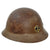 Original Imperial Japanese Army WWII Type 90 Civil Defense Helmet With Naval Shipbuilding Worker Badge - Complete Original Items