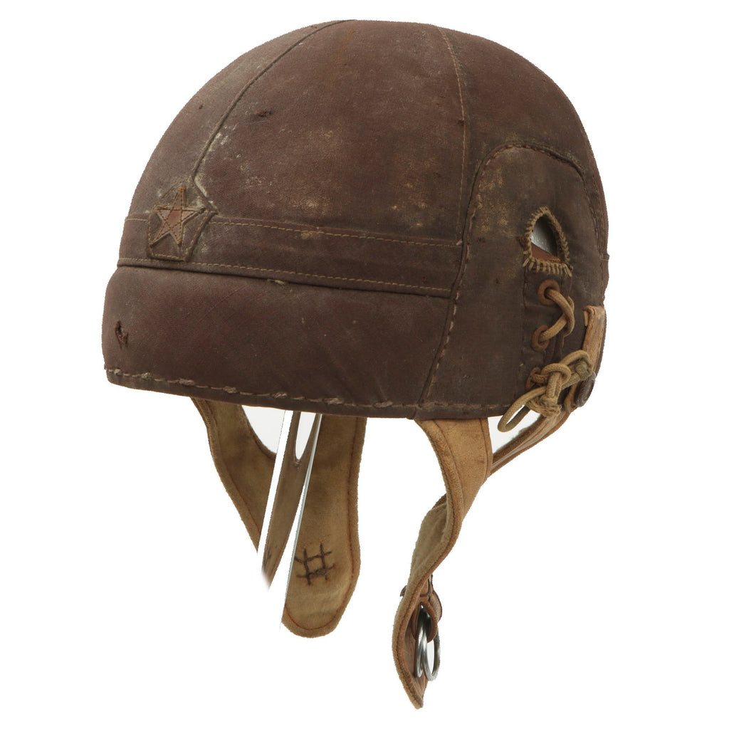 Original Japanese WWII Imperial Japanese Army Tanker Helmet with Markings - Heavy Service Wear Original Items