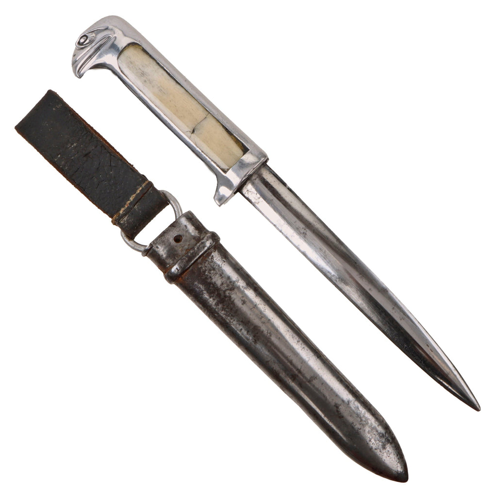 Original Italian WWII M.V.S.N. Fascist Militia Blackshirts Nickel-Plated Dagger Turned Fighting Knife with Scabbard Original Items