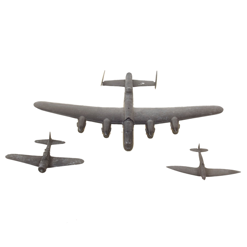 Original U.S. WWII British & Japanese Mitsubishi 00, Spitfire, and Lancaster Recognition Model Airplane Lot by Cruver - Dated 1942 & 1943