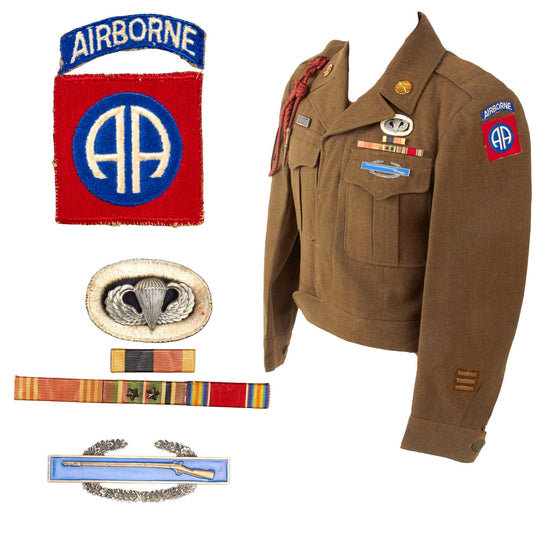 Original U.S. WWII 82nd Airborne Division Ike Jacket Uniform with 508th PIR Oval & Sterling Paratrooper Wings - Size 34S Original Items