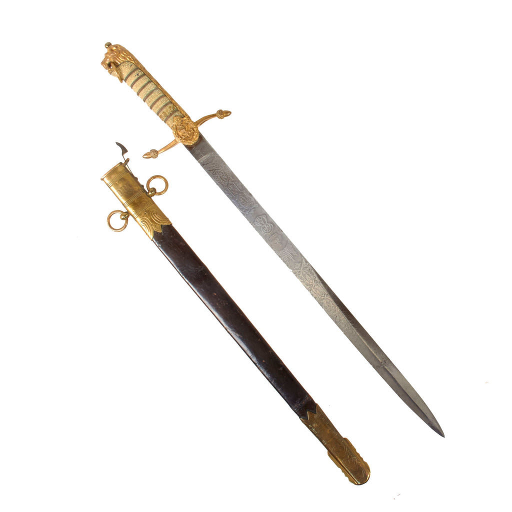 Original British Edwardian Royal Navy Naval Midshipman’s Dirk with Rayskin Handle & Initialed Scabbard by J. Gieve & Sons of Portsmouth Original Items