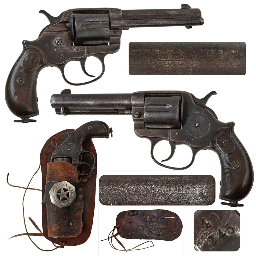 Original U.S. Colt Model 1878 Frontier Six Shooter .44-40 D.A. Revolver Made in 1898 with 4 3/4" Barrel, Period Holster, and Replica Badge - Serial 40245 Original Items
