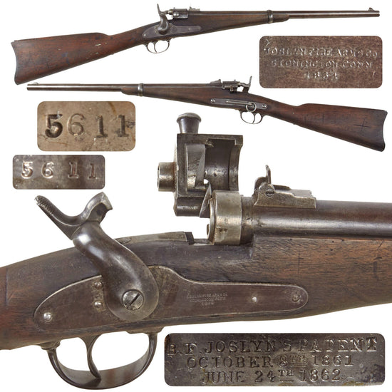 Original U.S. Civil War Joslyn Firearms Co. M1864 Saddle Ring Carbine Serial 5611 with Excellent Bore and Repaired Stock - dated 1864 Original Items