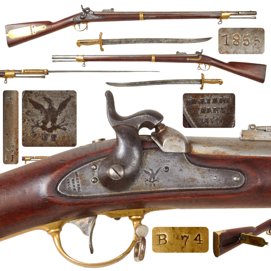 Original U.S. Civil War M1841 Mississippi Rifle by Harpers Ferry Arsenal in Unaltered .54cal with Saber Bayonet - dated 1854 Original Items