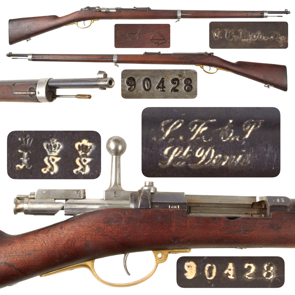 Original German Mauser Mod. 71 Converted in France to Uruguay Daudeteau / Dovitis Rifle dated 1881 - Serial 90428 Original Items