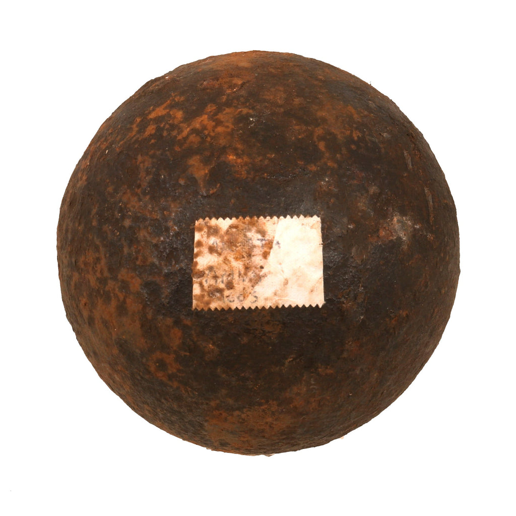 Original U.S. American Civil War 12lb Solid Shot Cannon Ball with Worn Provenance Tag Original Items