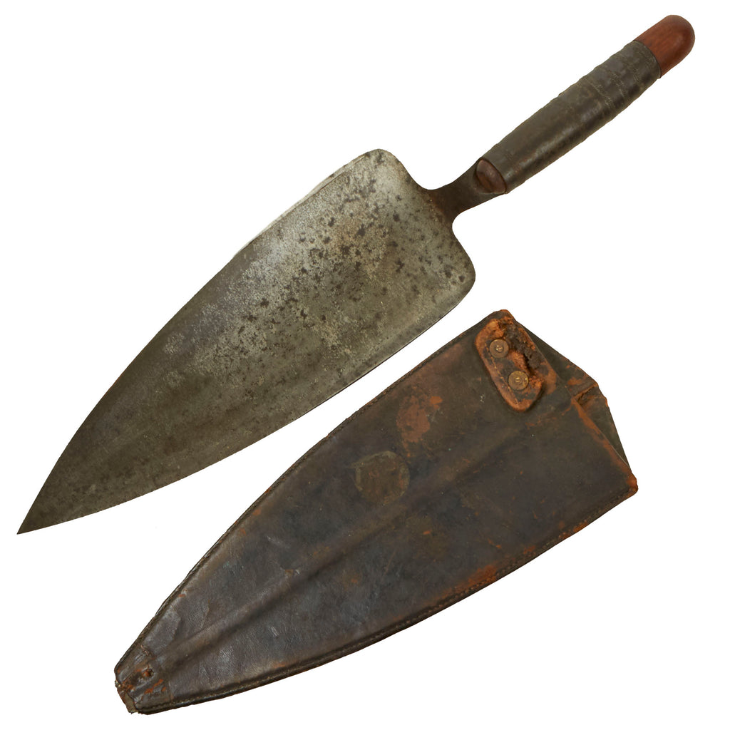 Original U.S. Springfield Trapdoor Model 1873 Trowel Bayonet with Wooden Handle Insert and Scabbard Original Items