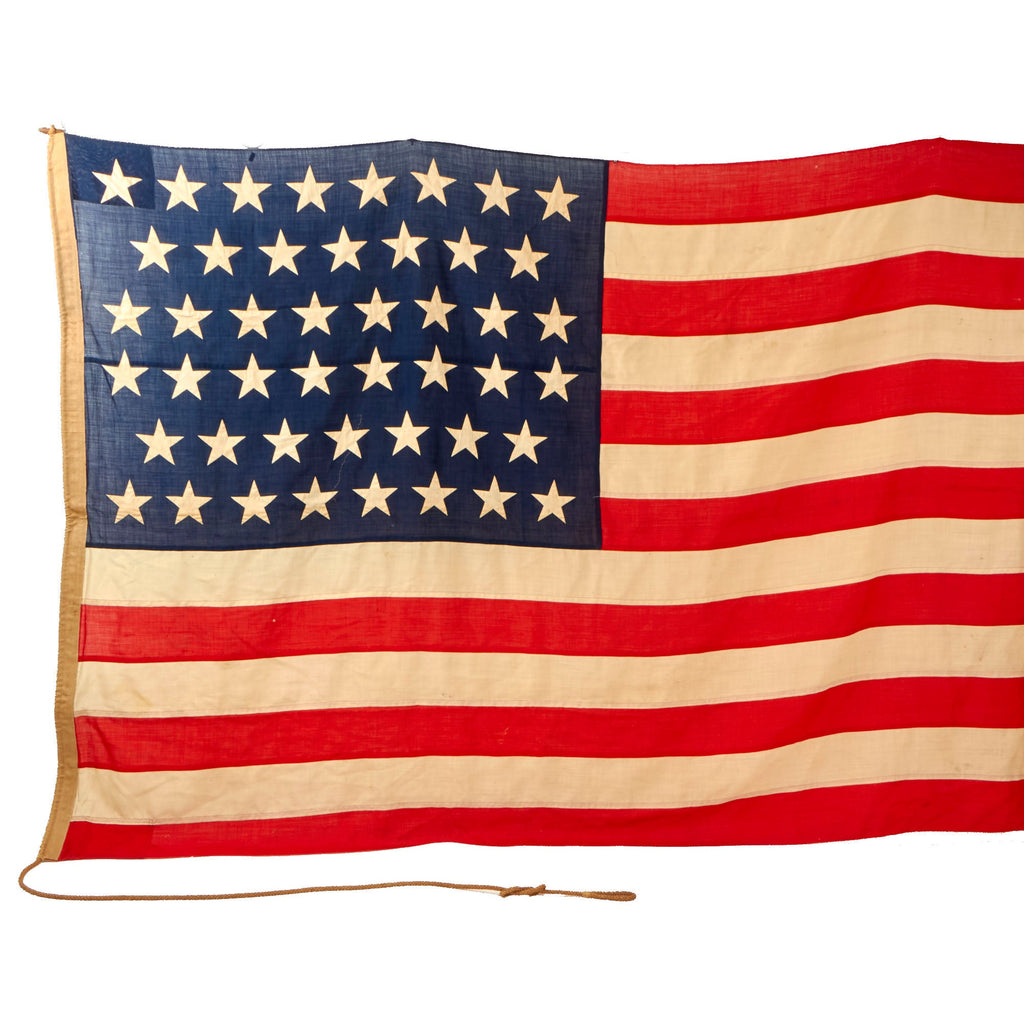 Original U.S. Moro Rebellion Era U.S. Navy Ensign #5 45-Star Flag Flown at Cavite, P.I. Navy Yard in 1909 with Great Inscription - 64 x 116”
