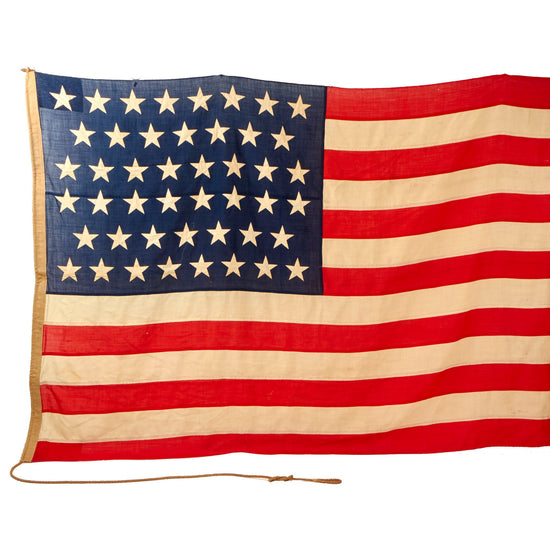 Original U.S. Moro Rebellion Era U.S. Navy Ensign #5 45-Star Flag Flown at Cavite, P.I. Navy Yard in 1909 with Great Inscription - 64 x 116”