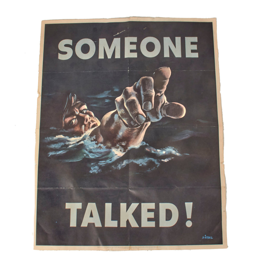 Original U.S. WWII 1942 Someone Talked OWI Propaganda Poster by Fritz Siebel - 14 x 22” Original Items
