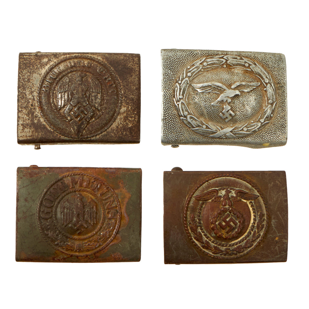 DRAFT Original German WWII Set of Two EM/NCO Belt Buckles - One Pebbled Aluminum Luftwaffe and One Kriegsmarine Coastal Artillery (Copy) Original Items