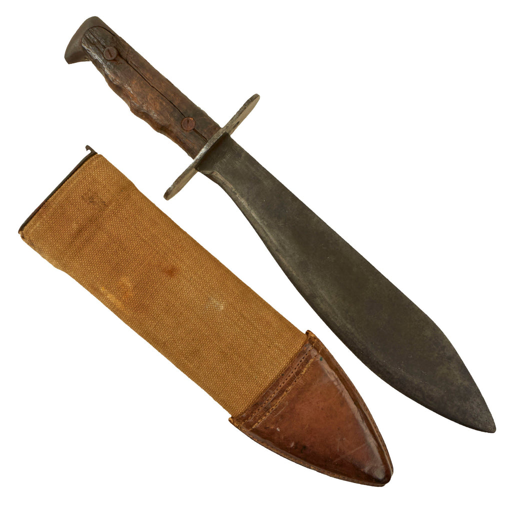 Original U.S. WWI Model 1917 Bolo Knife by Plumb Philadelphia Dated 1918 with 1917-Dated Canvas Scabbard Original Items