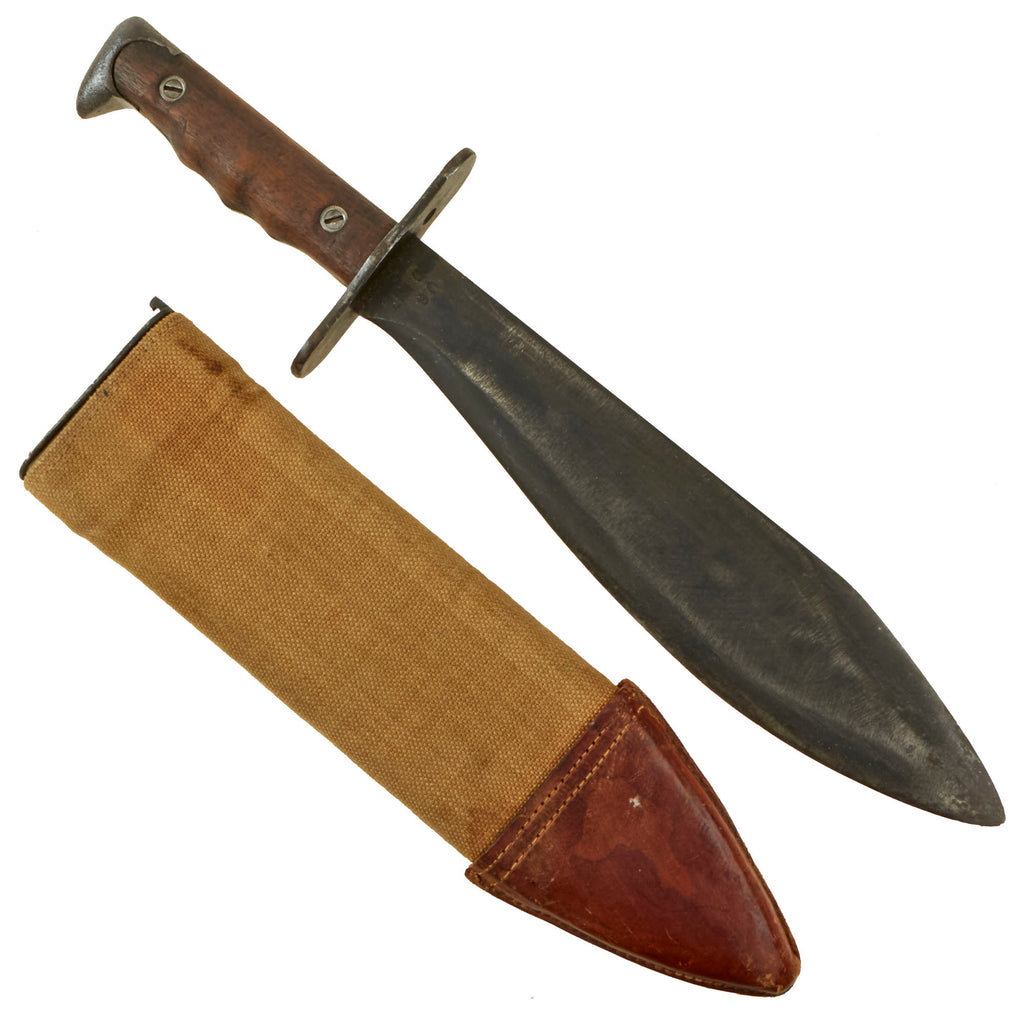 Original U.S. WWI Model 1917 Bolo Knife by Plumb Philadelphia Dated 1918 with 1917-Dated Canvas Scabbard Original Items