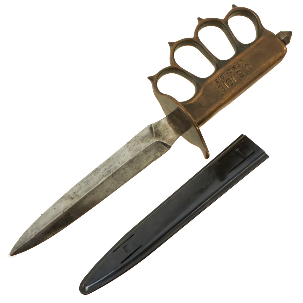 Original U.S. WWI Model 1918 Mark I Trench Knife by L. F. & C. with Reproduction Scabbard Original Items