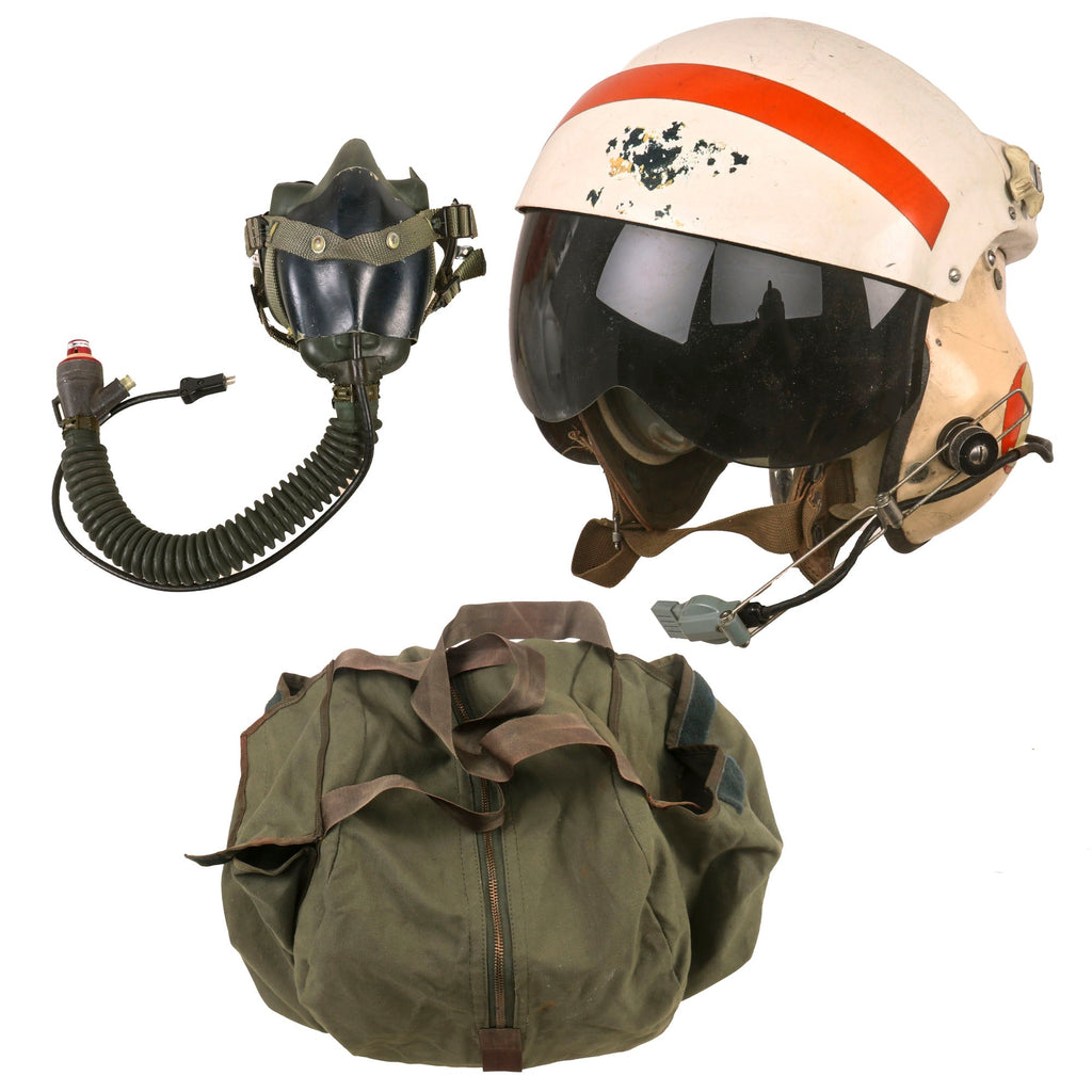 Original U.S. Vietnam War Era Navy SPH-3B Flying Helmet Dated 1970 With Oxygen Mask & Carry Bag - Size Regular Original Items