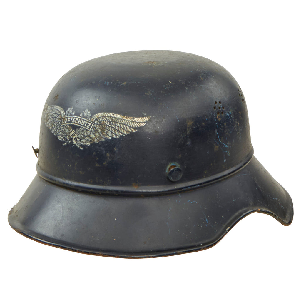 Original German WWII M38 Luftschutz Beaded Gladiator Air Defense Helmet Shell - dated 1938 Original Items