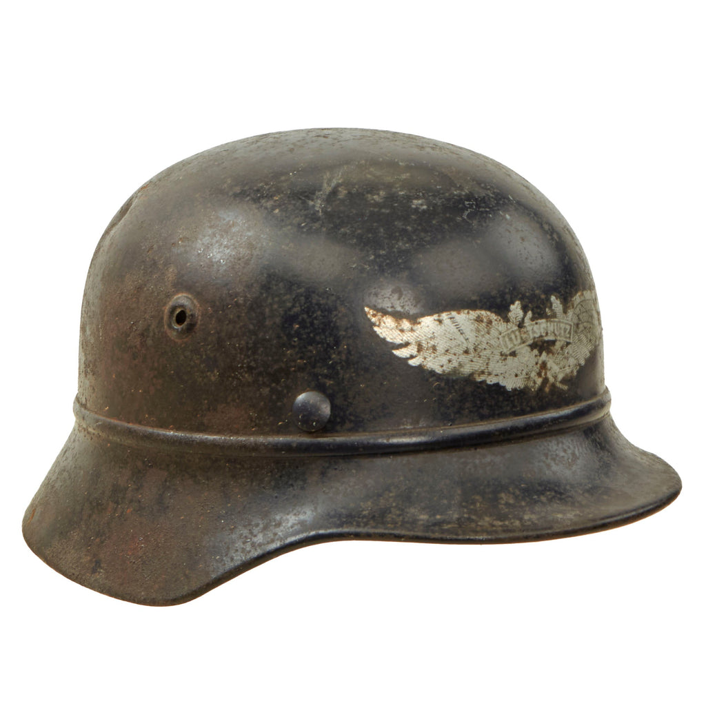 Original German WWII Luftschutz Civil Air Defense Beaded M40 Helmet Shell - marked Q64 Original Items