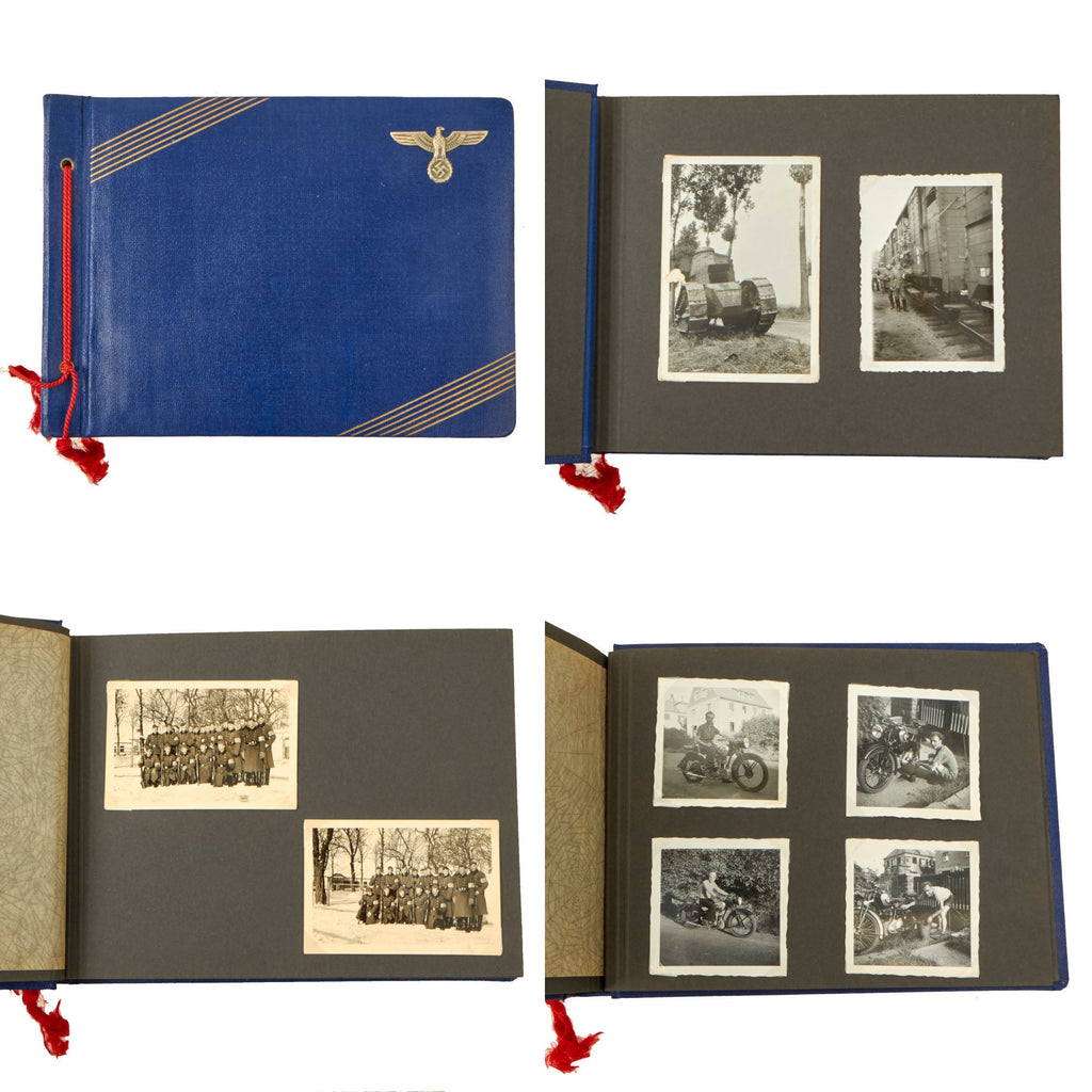 Original German WWII Heer Army Personal Photo Album Showing French Renault FT Tank, Transport Trains, and More - 59 Photos Original Items