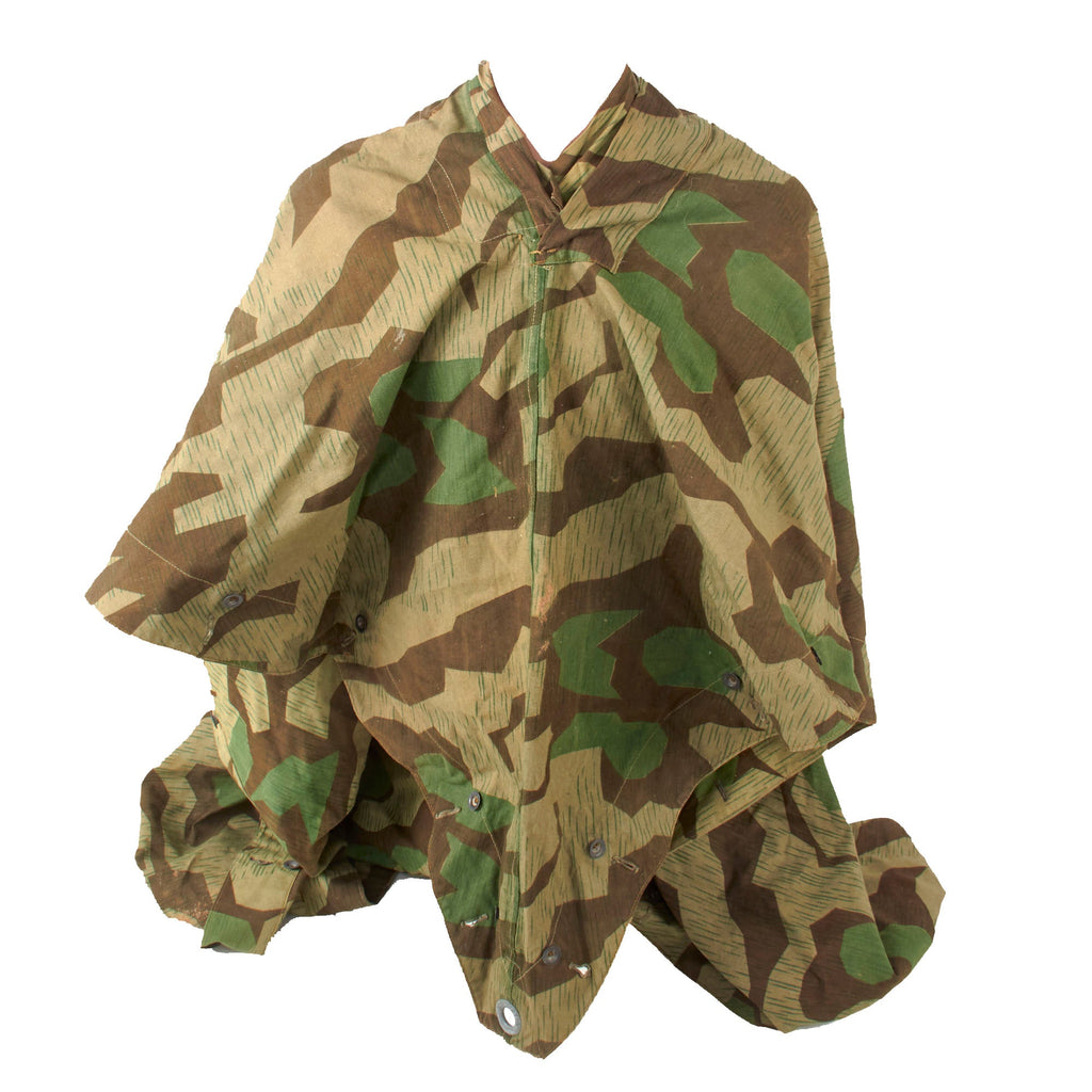 Original German WWII Zeltbahn Tent Quarter & Poncho in Splinter Pattern Reversible Camouflage with RBNr. Stamp - Dated 1944 Original Items
