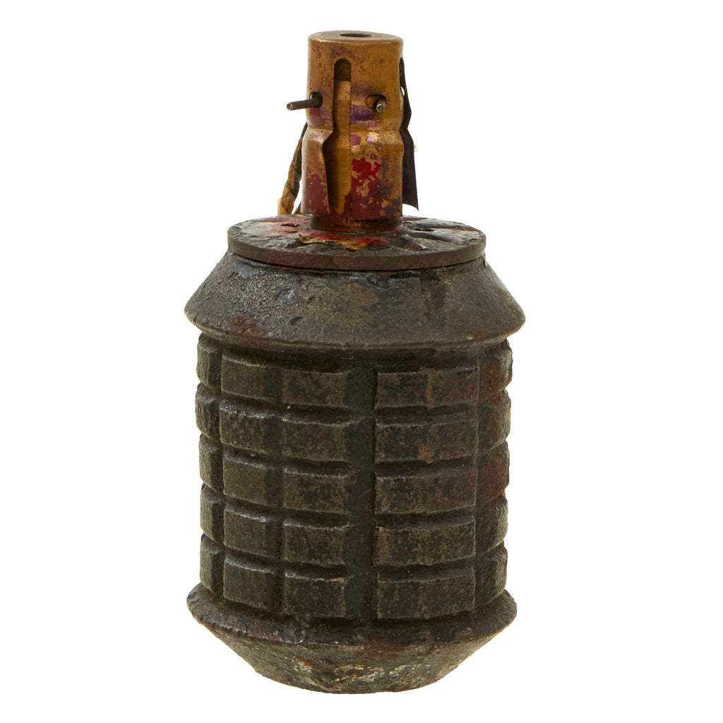 Original Japanese WWII 1940 Dated Type 97 Inert Fragmentation Hand Grenade with Fuse & Pull String - Sticker on Base Original Items