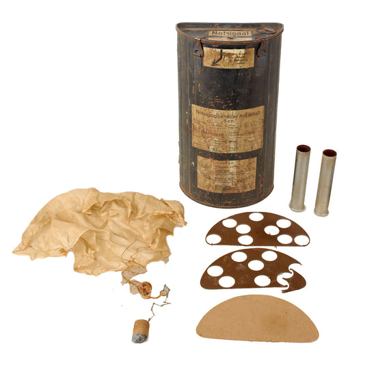Original German WWII Luftwaffe Signal Flare Pistol Emergency Survival Container Tin with Inert Flares - Notsignalbehälter Original Items