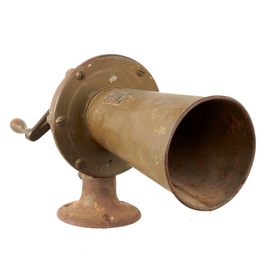 Original WWI U.S. Army Chemical Warfare Service KLAXON - 10 Hand Cranked Gas Alarm with Base Original Items