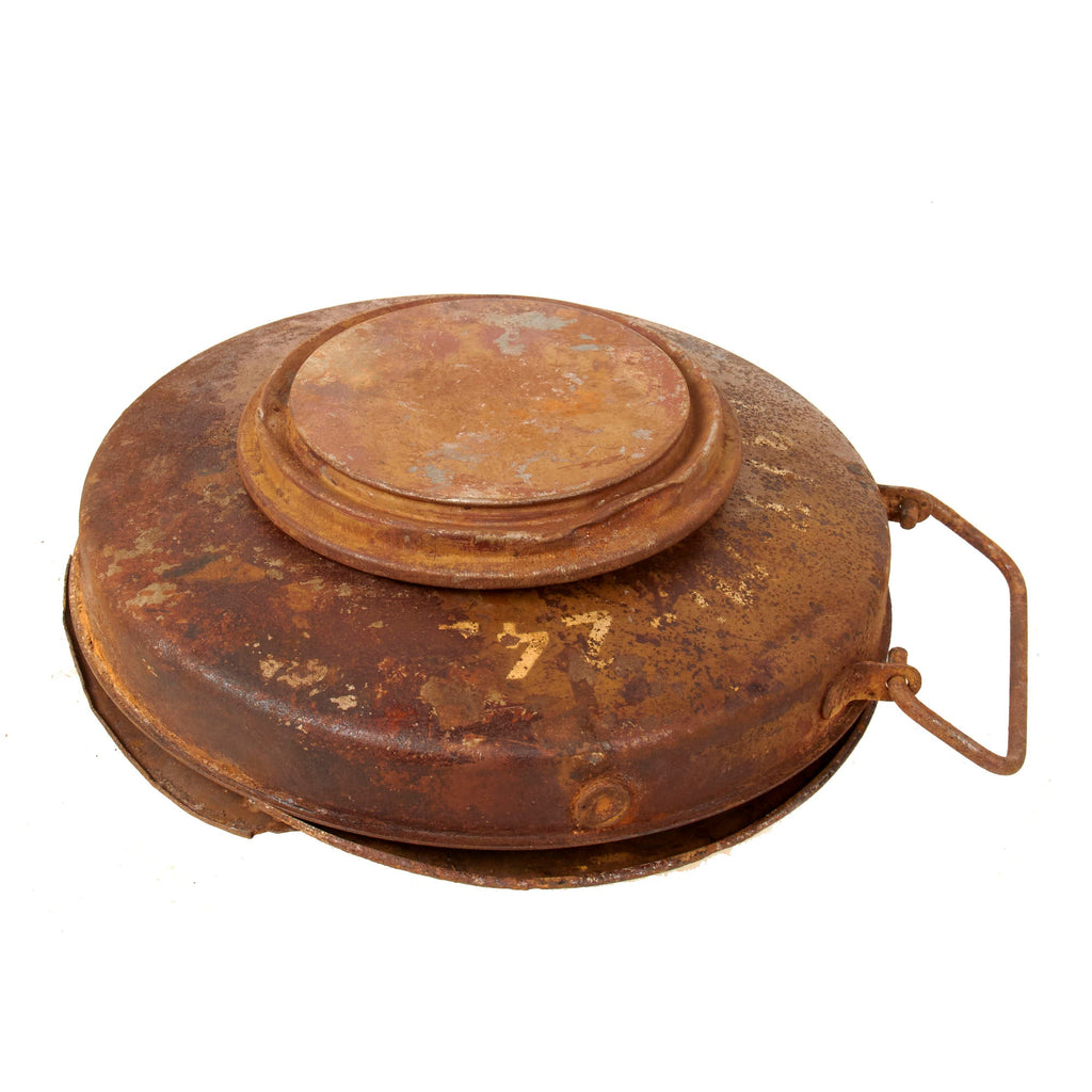 Original German WWII Anti-Tank Tellermine T.Mi.43 Inert Mine with Original Paint and Markings Original Items