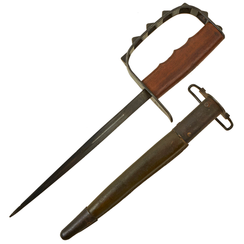 Original U.S. WWI M1917 Knuckle Duster Trench Knife with Original Scabbard Original Items