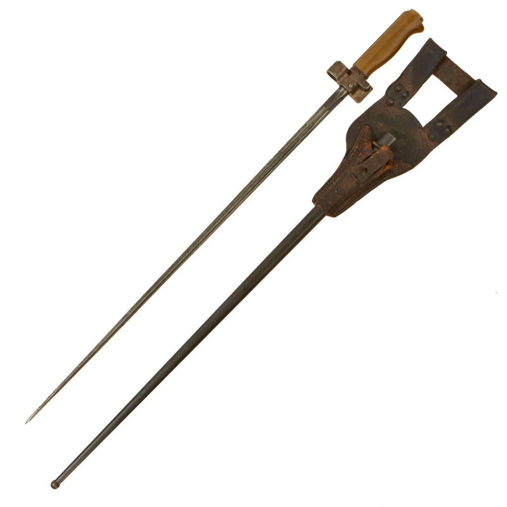 Original French WWI Lebel M.1886/93/07 Brass Handle Cruciform Épée Bayonet with Scabbard & Frog Original Items
