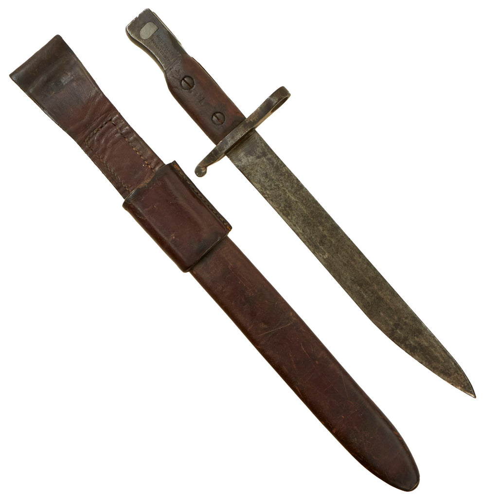 Original Canadian WWI Mk.II Sharpened Ross Rifle Bayonet and Scabbard - Dated 1911 Original Items