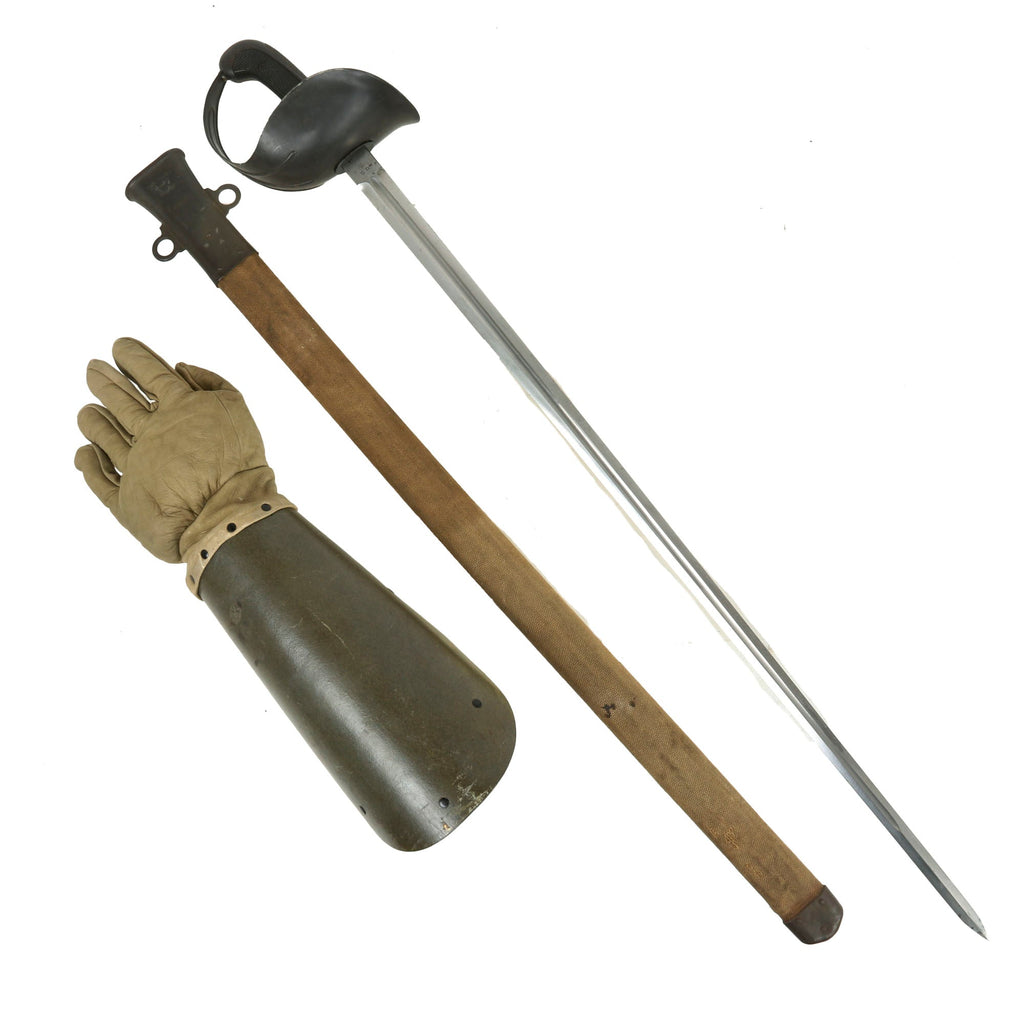 Original U.S. WWI Model 1913 Cavalry Saber Patton Sword by L.F. & C. with Scabbard with Fencing Glove - Dated 1918 Original Items
