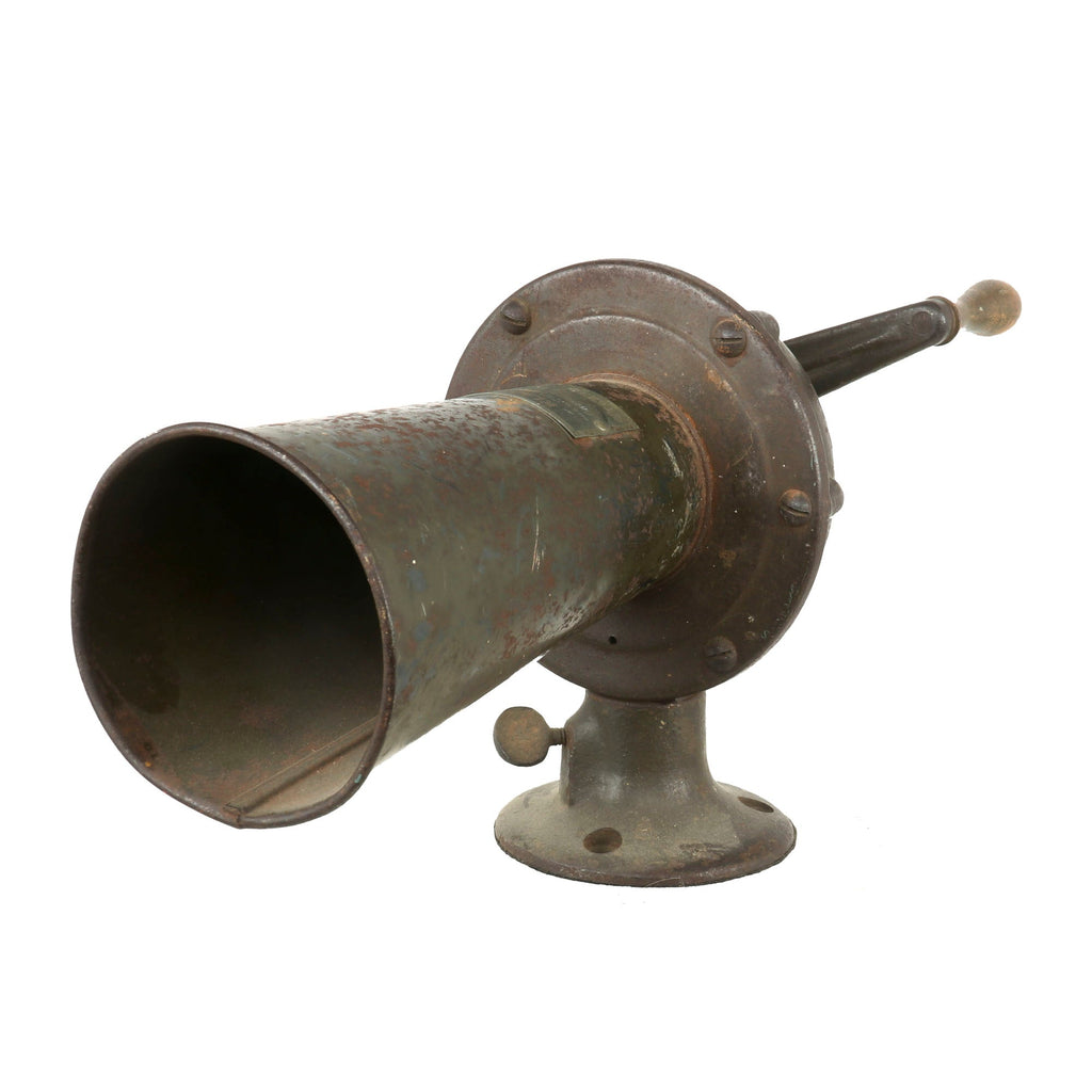 Original WWI U.S. Army Chemical Warfare Service KLAXON - 10 Hand Cranked Gas Alarm with Padded Base Original Items