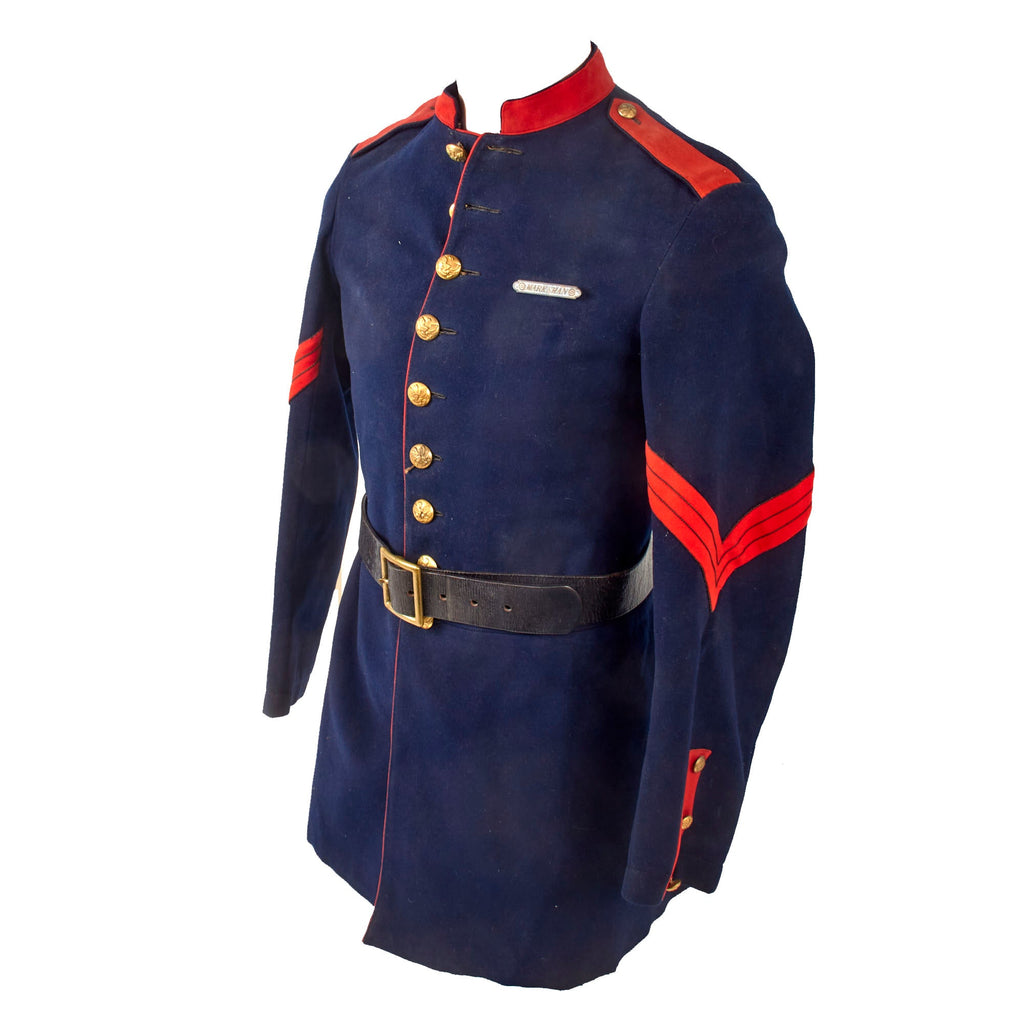 Original U.S. Pre-WWI Named M1885 Artillery Uniform Coat with Marksman Badge & White Gloves - Sergeant William Parker Original Items