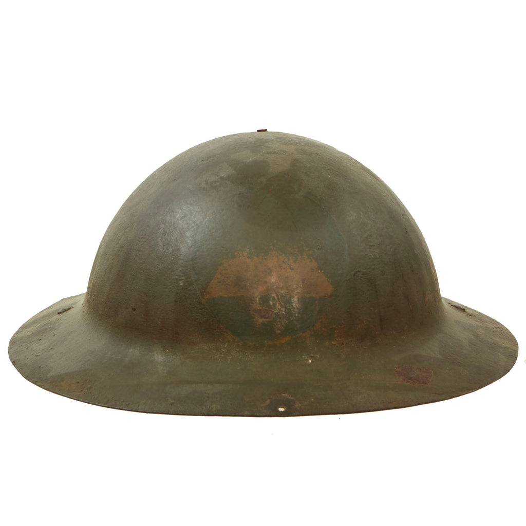 Original U.S. WWI British-Made Mk. I Helmet with Unidentified Insignia - Full Liner and Chinstrap Original Items