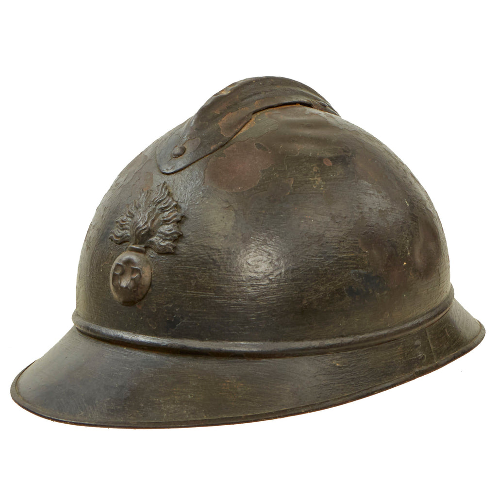 Original French WWI Well-Named 365th Infantry Regiment Issue Model 1915 Adrian Helmet in Horizon Blue - Joseph Sedilleau Original Items