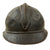 Original French WWI Field-Modified Model 1915 Adrian Helmet in Horizon Blue with Artillery RF Badge 1st Pattern Liner - German Chinstrap Mounts Bent & Attached to Bales Original Items