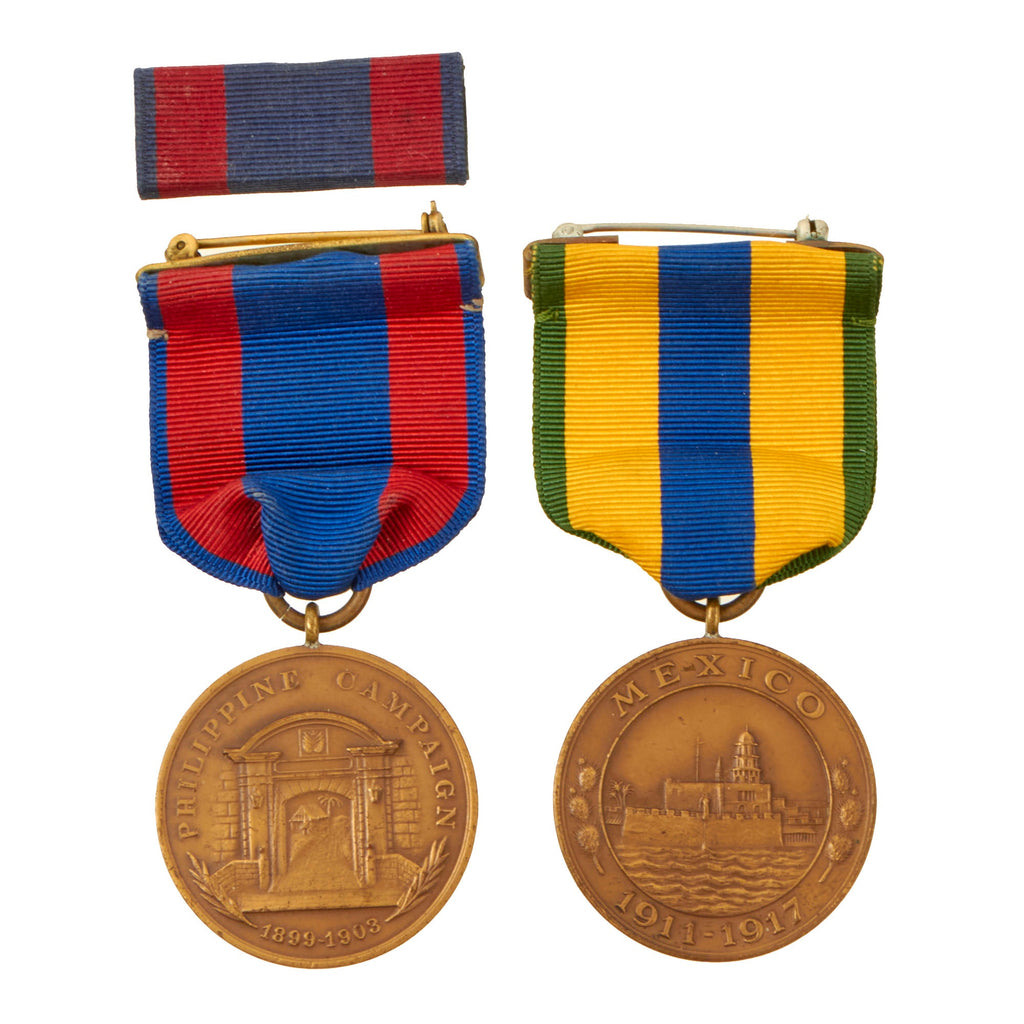 Original WWI Era Marine Corps Mexico & Philippine Campaign Medal Restrikes with Ribbon Original Items
