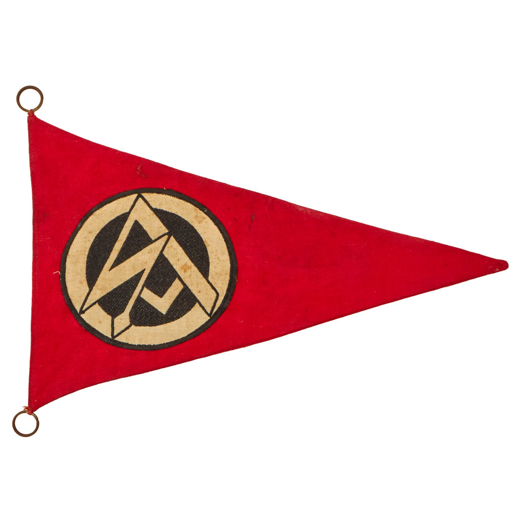 Original German WWII Small SA Vehicle Staff Car Pennant Flag - 6" x 9 5/8" - Sturmabteilung Original Items