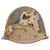 Original U.S. Operation Iraqi Freedom Iraqi-Used Wz50 Steel Helmet with Tattered Tan Helmet Cover Fragments