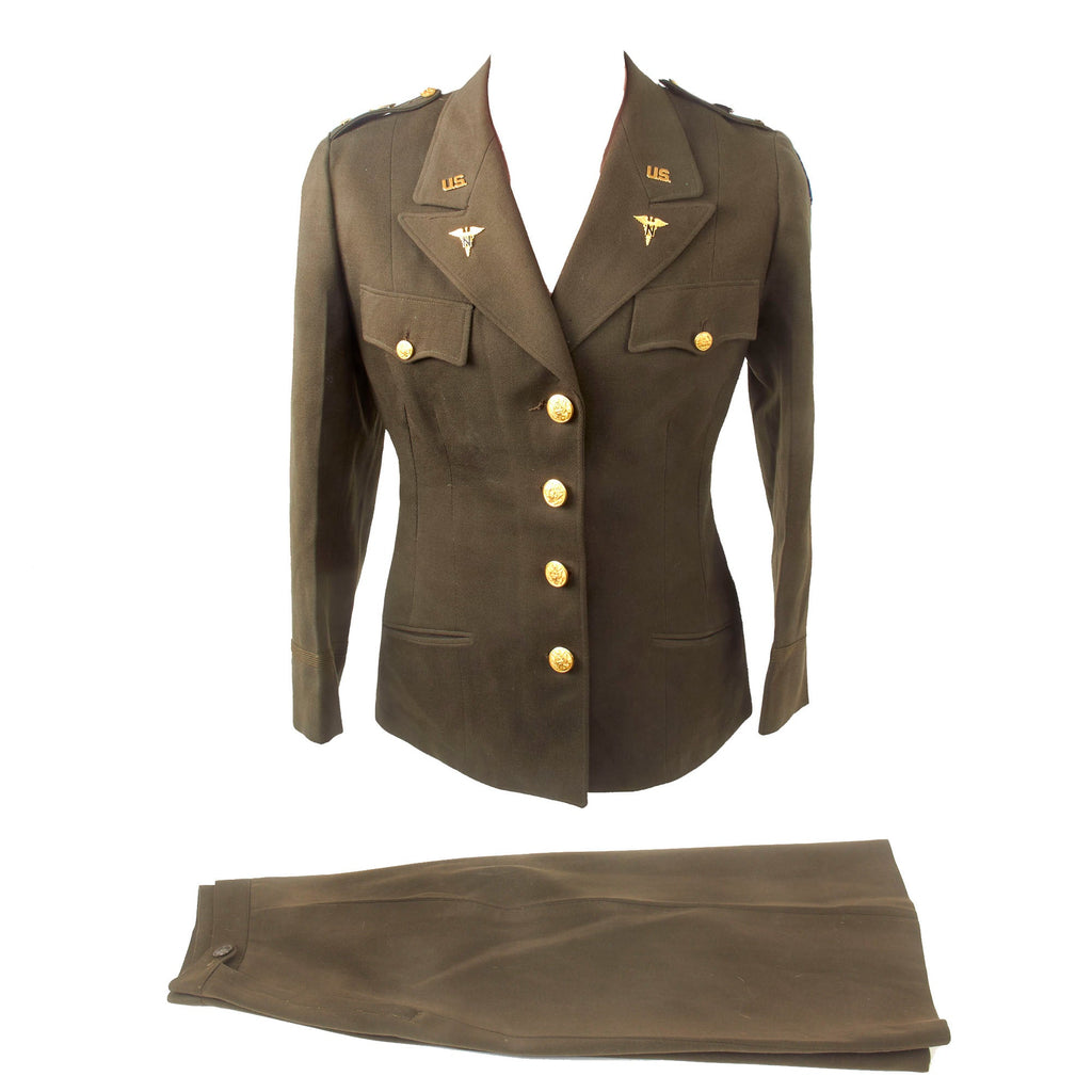 Original U.S. WWII AAF Army Nurse Corps Lieutenant’s Uniform Jacket & Skirt with Army Air Forces Patch & Enamel Pins Original Items